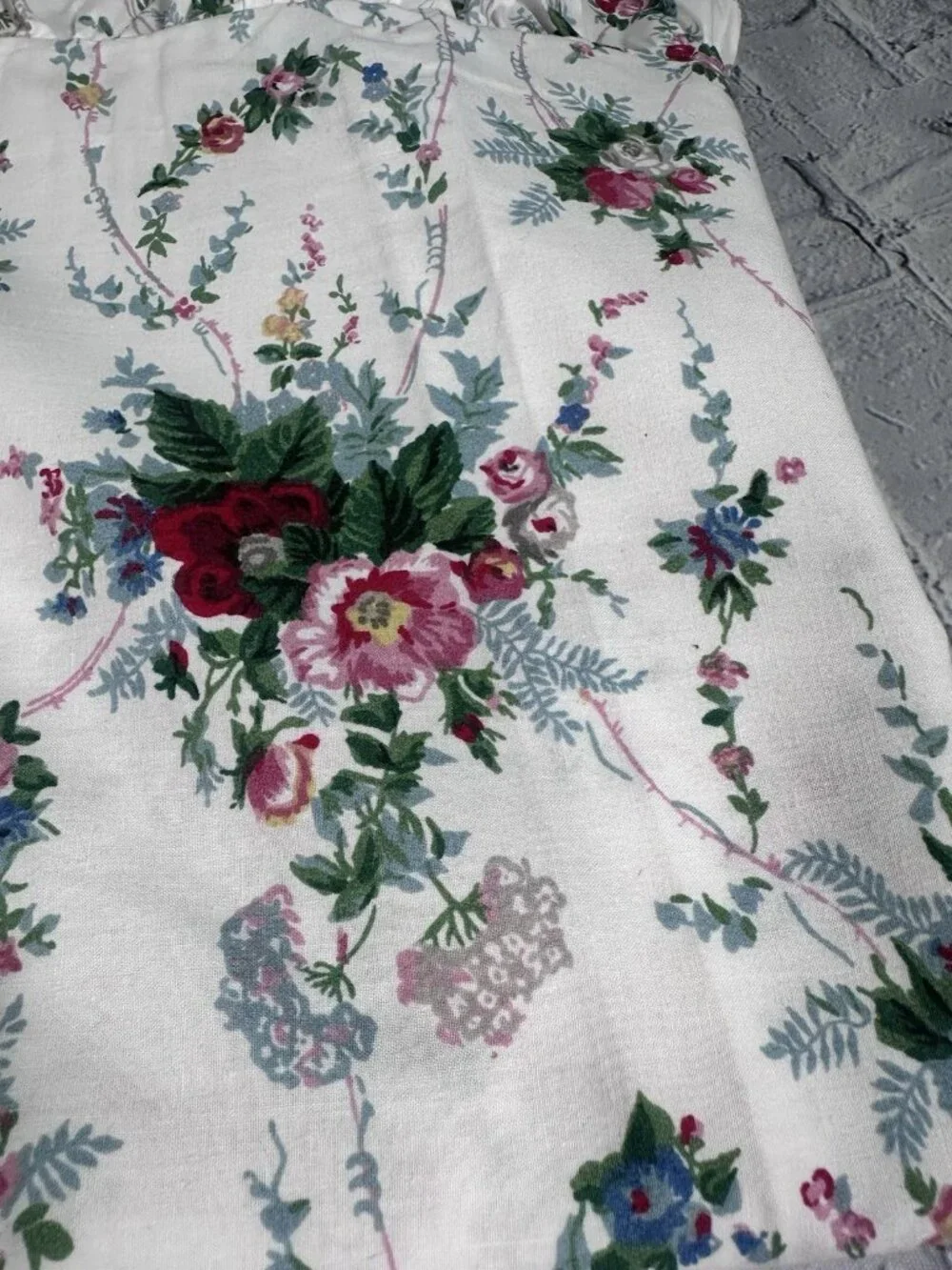 Ralph Lauren Ruffle Twin XL Flat Sheet Cottagecore Floral Shabby Chic Vintage